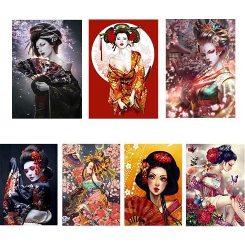 Diamond Painting Set Japanese Geisha Diamond Embroidery Inlaid Animal Cross Stitch Home Decoration