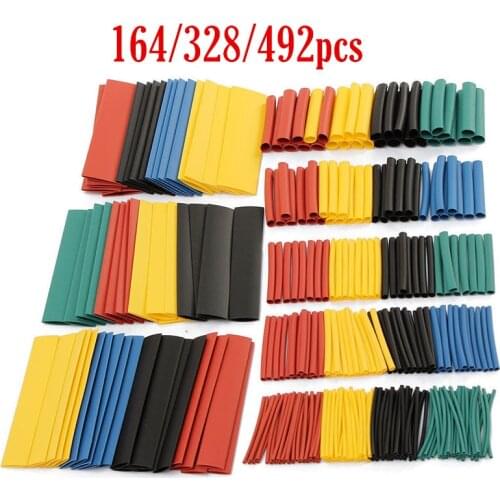 164/328/492pcs/ Set Heat Shrink Tube Assorted Insulation Shrinkable Tube 2:1 Wire Cable Sleeve Kit