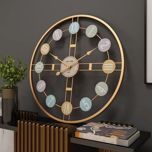 Industrial Wall Clock, 16" Round Oversized Roman Numeral Style Home Decor Analog Metal Clock, Mute Mute Hands Wall Clocks