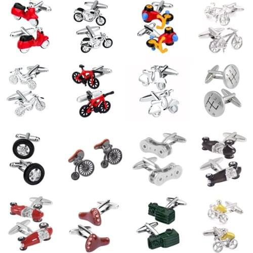 Novelty Vehicle Motorcycles/Bicycles Seat/Racing/Cars cufflinks/manual transmission/Bicycle Chain mens French shirts cuff links