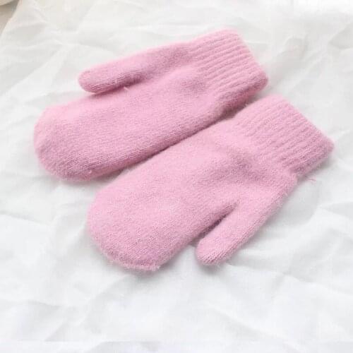 New Thicken Finger Gloves Women Fashion Winter Knitted Cashmere Double Layer Plush Wool Warm Mittens Female Cute Full Fingers