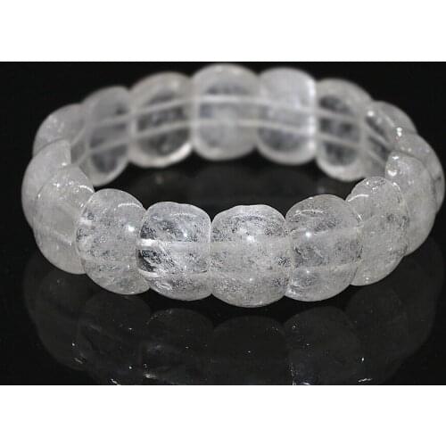 New Elegant White Natural Crystal Bracelet for Women 13*18mm Rectangle Beads Wholesale Retail Chain Jewelry 7.5inch B1686