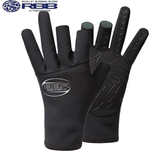 Japans RBB winter Fishing Gloves Waterproof The Inner Coated Titanium Warm Three Fingers Outdoor Sports mens gloves