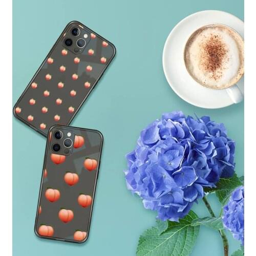Delicious Summer day Peache Phone Case For iPhone 12 11 8 7 se 2020 pro X XS XR MAX Plus Black Transparent Cover