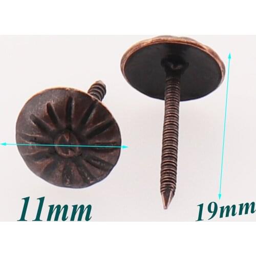 100 Pcs Antique Copper Upholstery Nails,Decorative Upholstery Tacks Nails,Thumb Tacks Old Tacks Studs Vintage Tacks-11mm*19mm