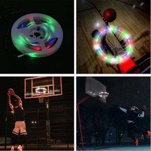 Light Up LED Basketball Hoop Rim Light Basket Rim Attachment For Kids Solar Power Color Changing Induction Lamp Outdoor Toys