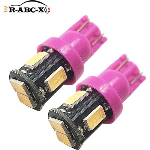 RUIANDSION 2Pcs LED T10 W5W 5730SMD 12V Green Pinkish Purple Car Clearance Indicator Light Panel Warning Bulb Reading Dome Lamp