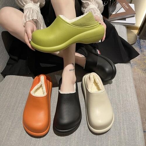 Waterproof Winter Slippers Men Plush Cotton Shoes Women Outdoor Non-slip Soft Slides Thick Bottom Couples Slippers мужская обувь