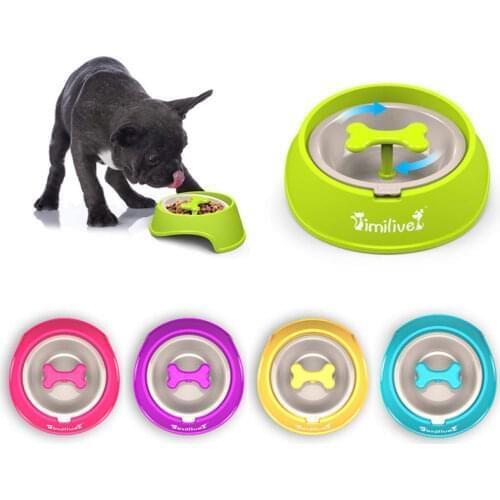 Rotary Anti Choke Pet Feeder dog Slow Eating Drink Bowl Bone Shaped Prevent Gluttony Obesity Anti-skid Pet Supply sport dish
