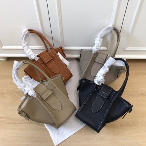 Japanese niche head layer cowhide swing bag to hand-held one-shoulder lychee large-capacity Tote bucket bag