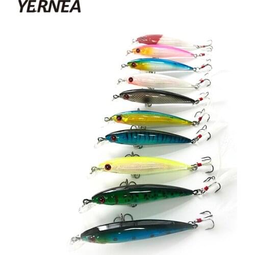 Yernea 10pcs/Lot 10 Colors Floating Minnow Fishing Lure Hooks Wobblers Crankbait Artificial Bait 3D Eyes Carp Fishing Lures