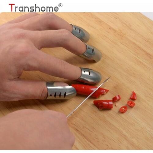 Transhome 4pcs/set Stainless Steel Finger Guard Protect Anti-cutting Finger Protector Vegetable Cutting Sharps Creative Kitchen
