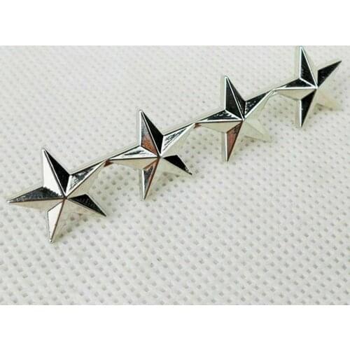PAIR OF US ARMY OFFICER 4 STARS GENERAL RANK FOUR STARS SILVERY METAL INSIGNIA BADGE PIN