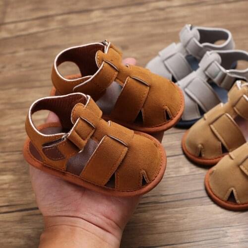0-18MKids Newborn Baby Boys Fashion Summer Soft Crib Shoes First Walker Anti Slip Sandals Shoes