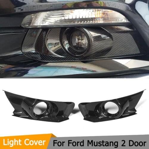 1Pair High quality Real Carbon Fiber Front Rear Bumper Fog Lamp Light Covers Tail Trims for Ford Mustang 2015-2018
