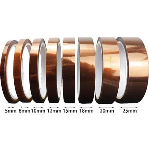 1PC 33M Length Heat Resistant Polyimide Tape High Temperature Adhesive Insulation Tape 5MM 15MM 25MM Width