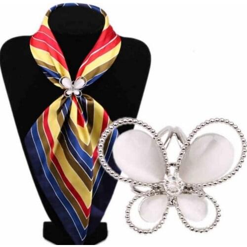 1PC Butterfly Womens Rhinestone Tricyclic Scarves Gift Brooches Hot Charming Gold Color Nice Scraf Buckle