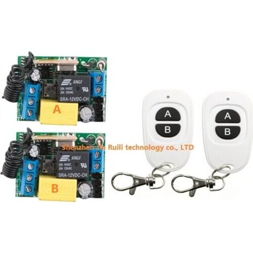 2 Sets/package 2016 new style high quality AC 220 V 10 A 1 CH Wireless remote control switch Transmitter Receiver