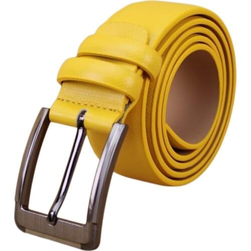 3.4cm colorful genuine leather belt women pin buckle belt