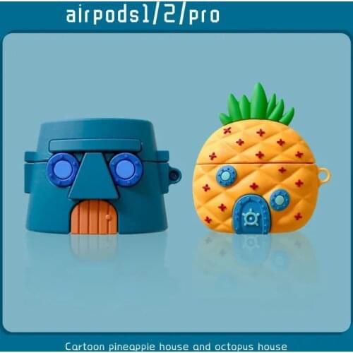 3D Cute Cartoon Pineapple house Wireless Earphone Case For Airpods 1/2 Charging Box Bluetooth Earphone Case For Airpods Pro