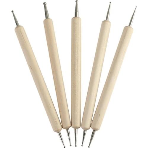 5Pcs/Set Pro 2-Way Wooden Nail Art Dotting Dot Pen Painting DIY Manicure Tools