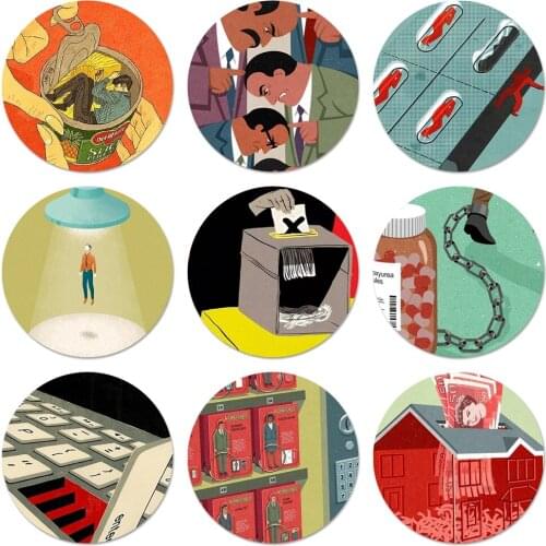 58mm Illustrations Meke You Rethink the Way We Live Icons Pins Badge Decoration Brooches Metal Badges For Backpack Decoration