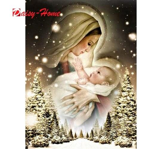 5D Diamond Painting Character Religion Jesus Saint Mother and Child Handmade Gift Diamond Embroidery Mosaic Decorative Painting