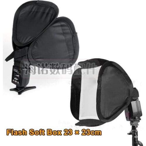 Free shipping 2pcs 23 * 23 set-top portable flash softbox diffuser soft bag for canon nikon sony flash light speedlite 580ex