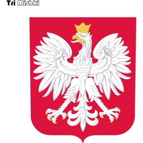 Tri Mishki WCS690 15*13cm Coat of arms of Poland Silver Eagle car sticker PVC coloful Decals Motorcycle Accessories sticker