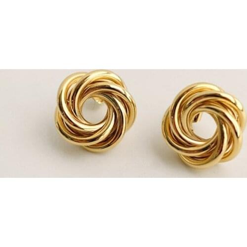 Flower Metal Wraps Hollow Stud Earrings for WomenTwisted Multilayer Circle Geometric Earrings New Party Holiday Daily Jewelry