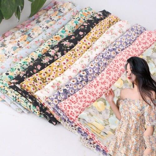 Floral Chiffon Fabric Textile by Meter Vintage Patchwork for Dress 100*150cm Koshibo Fabric 100% Polyester Plain