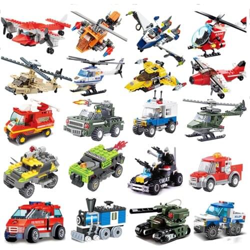 City Transformation Deformation Car Robot Ambulance Military Fire Truck Plane SWAT Police Army Tank Train Set Building Block Toy