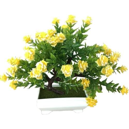 Artificial Potted Flower Resin Yellow faux Turtle Leaves Wall Green Plant Fake Flower Potted for Home wedding Decoration navidad