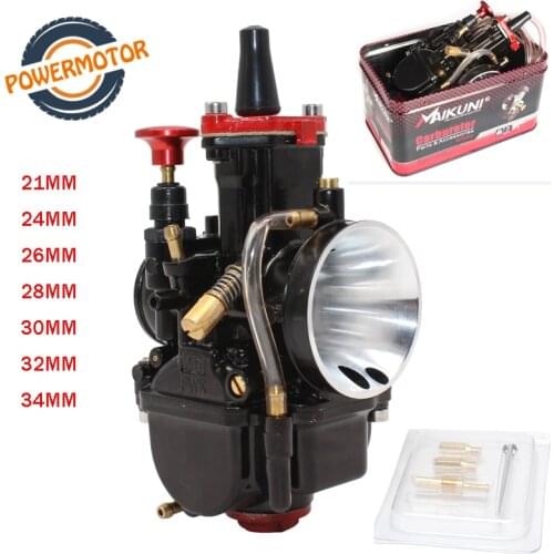New 21 24 26 28 30 32 34mm Universal Black Mikuni Maikuni PWK Carburetor Parts Scooters for 2T 4T With Power Jet Motorcycle ATV