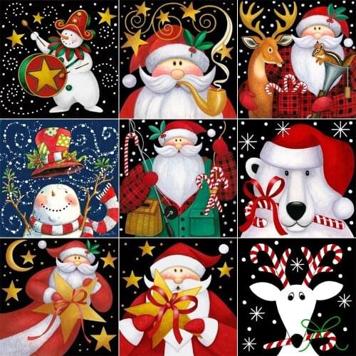 Full Round Santa Claus Snowman Diamond Embroidered 5D Diy Diamond Painting Rhinestone Mosaic Painting Decoration Gift New