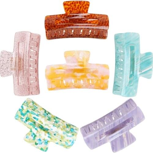 Korean Version of Acetate Headgear Clip, Shower Tray, Hair Clip Simple Geometric Hollowed out Large Clip Side Clip