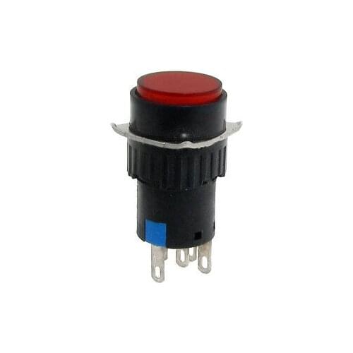 AC 3A/220V 5 Pins 1NO 1NC Red Self Locking Pushbutton Switch