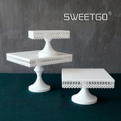 Square cake stand white iron metal cake tools high quality wedding table decoator home decoration bakeware candy bar