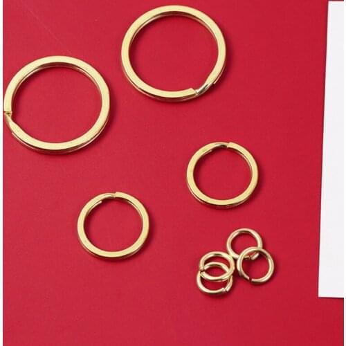 Brass key ring handmade pure copper double round wire key ring men and women car keychain golden circle accessories