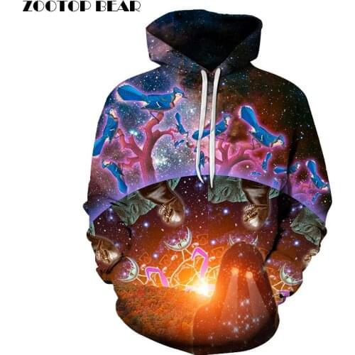 Hot Sale 3D Pritned Sweatshirt Men Women Hoodies Galaxy Skull Bird Pullover Fashion Novelty Boy Tracksuits 6xl Brand Hoodie Coat