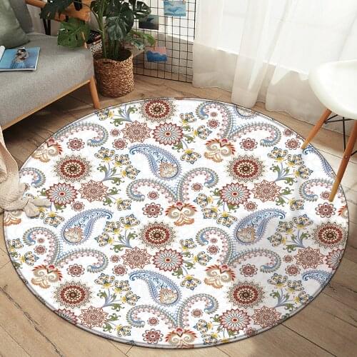 Fahion 100% Flannel Decorative Carpet Colored Carpet For Bedroom Mandala Style Flower For Carpet Room Carpet Living Ethnic Round
