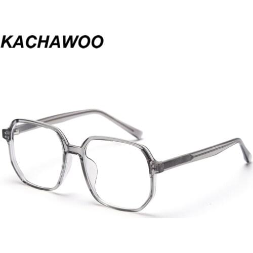 Kachawoo mens square glasses optical clear lenses big glasses frames for women stylish accessories acetate grey transparent