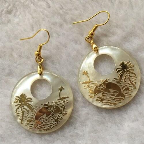 New Beautiful 2018 Hot sale New Fashion lovely shell GP women flower animal pattern gift drop earring 30MM