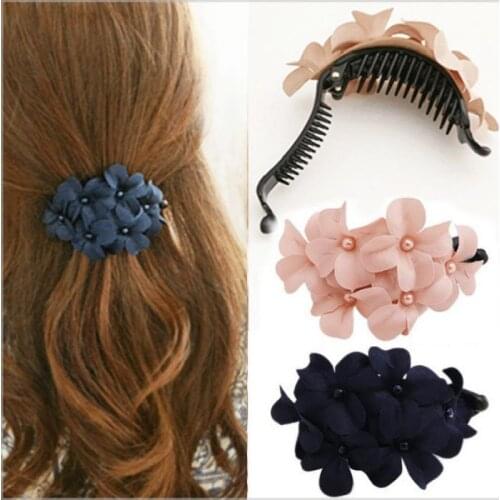 New temperament ladies hair clips fabric six small flowers hairpin clip headdress