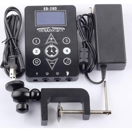 New Superior ED-580 Touch Tattoo Power Supply Black Digital LCD Tattoo Power Supply For Tattoo Machine Kit Free Shipping