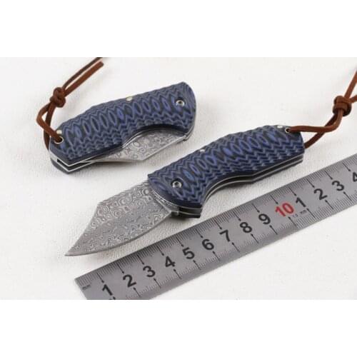 Swedish powder steel Damascus survival camping tool knife mini folding knife G10 handle pocket fruit knife EDC