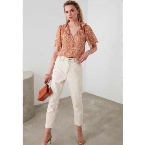 TRENDYOLMİLLA Orange Flounces Shirt