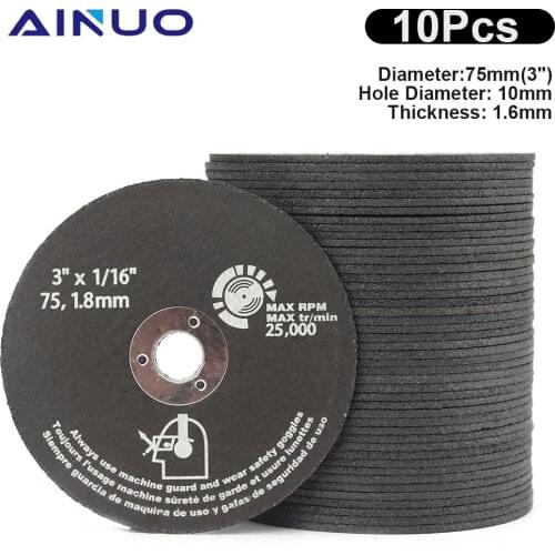 75mm 10Pcs Cutting Disc Resin Cut Off Wheel Abrasive Grinding Wheel Metal Wood Milling Cutter Metalworking Tool