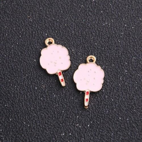 6pcs 14*25mm Light Pink Alloy Metal Drop Oil Spun Sugar Charms Pendant For DIY Bracelet Necklace Jewelry Making