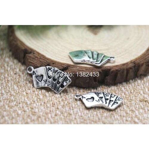 15pcs poker charm Silver tone poker charm Charms pendant 20x10mm